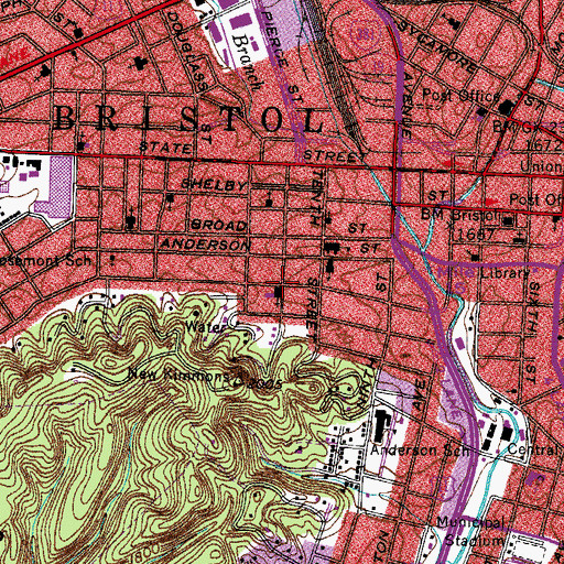 Topographic Map of Windsor Avenue Presbyterian Church, TN