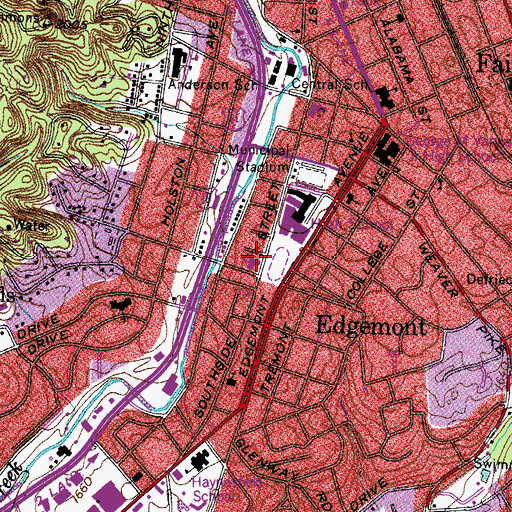 Topographic Map of Woodlawn Baptist Church, TN