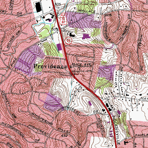 Topographic Map of Lake Providence Missionary Baptist Church, TN