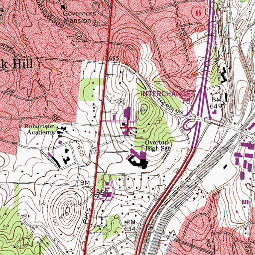 Topographic Map of First Christian Church, TN