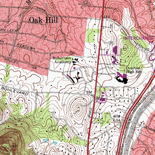 Topographic Map of First Presbyterian Church, TN