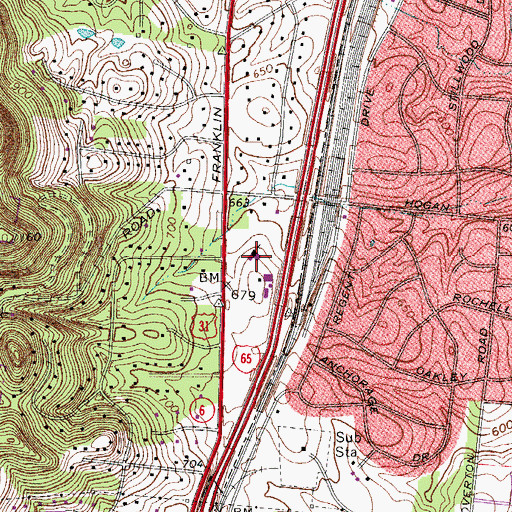 Topographic Map of Our Savior Lutheran Church, TN