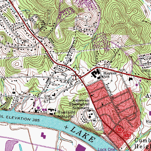 Topographic Map of Roger Heights Baptist Church, TN