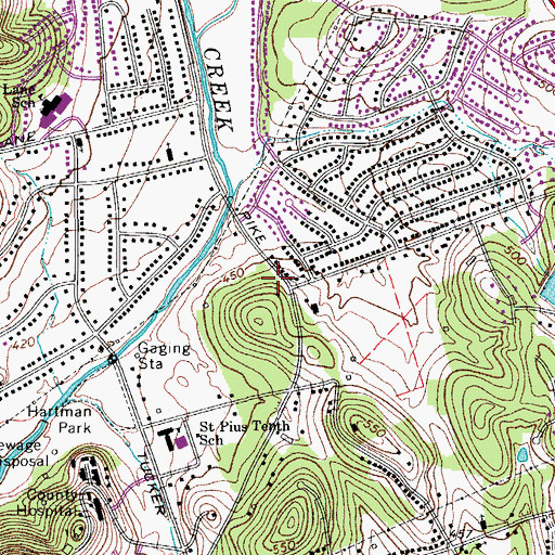 Topographic Map of John Calvin Presbyterian Church, TN