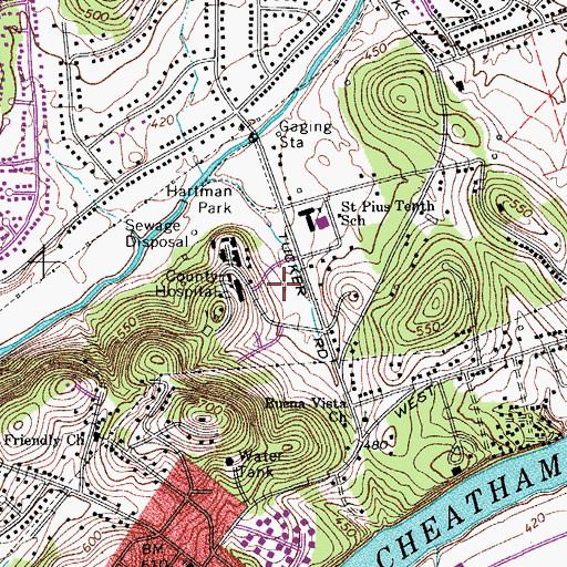 Topographic Map of Saint Pius the Tenth Church, TN