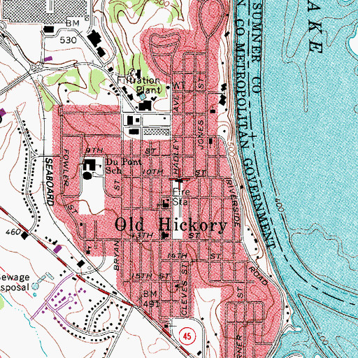 Topographic Map of Old Hickory Church of Christ, TN