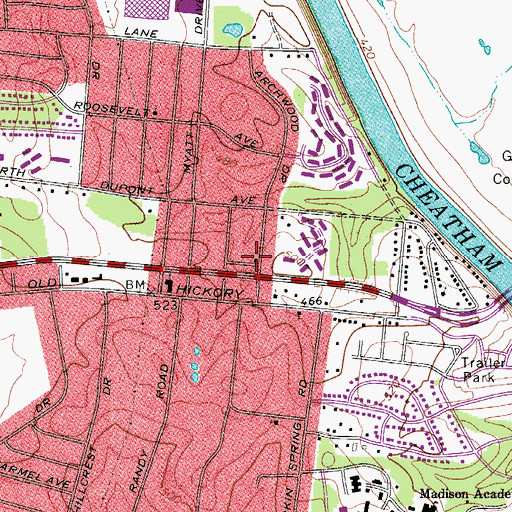 Topographic Map of Madison Wesleyan Church, TN