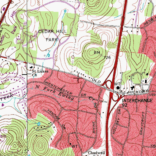 Topographic Map of Madison General Baptist Church, TN