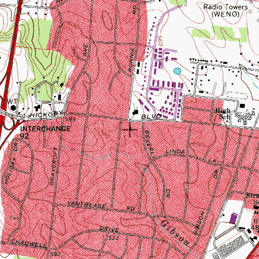 Topographic Map of First Christian Church, TN