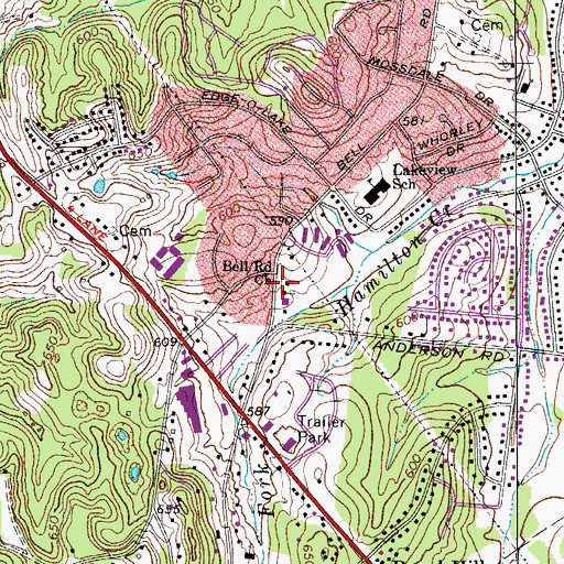 Topographic Map of Bell Road Church of the Nazarene, TN