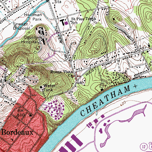 Topographic Map of Buena Vista Church, TN