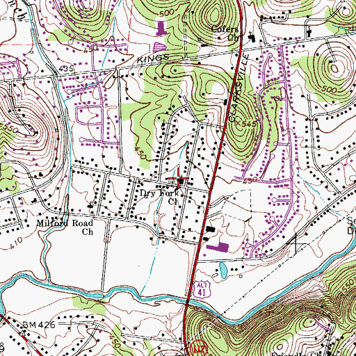 Topographic Map of Dry Fork Church, TN