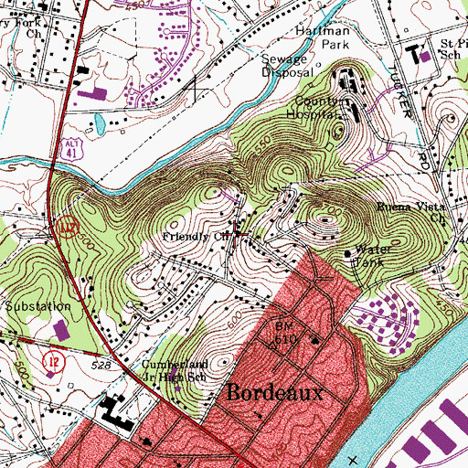 Topographic Map of Friendly Church, TN