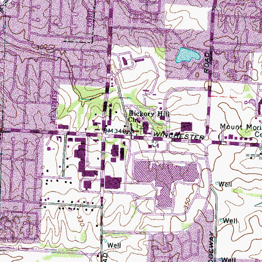 Topographic Map of Hickory Hill Church, TN