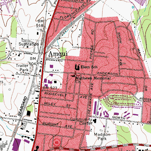 Topographic Map of Mathews Memorial Church, TN