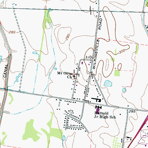 Topographic Map of Mount Olive Church, TN