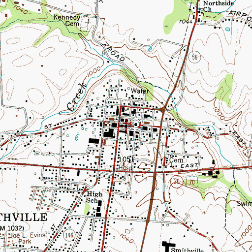 Topographic Map of Smithville, TN
