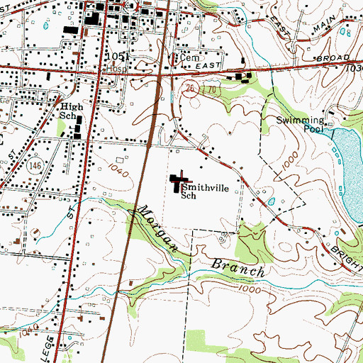 Topographic Map of Smithville School, TN