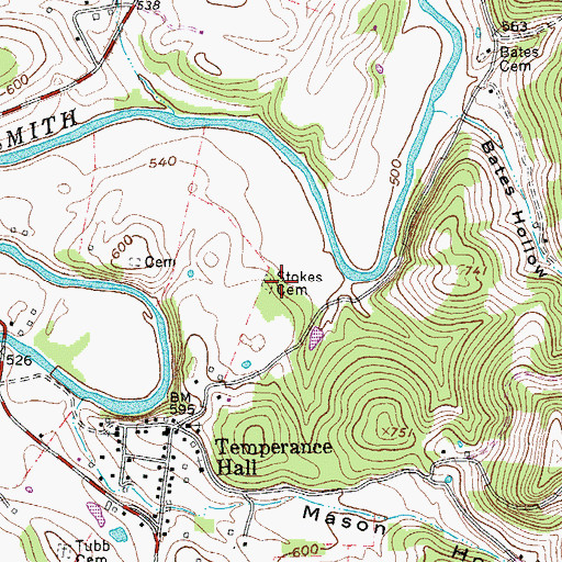 Topographic Map of Stokes Cemetery, TN