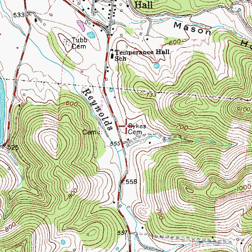 Topographic Map of Sykes Cemetery, TN