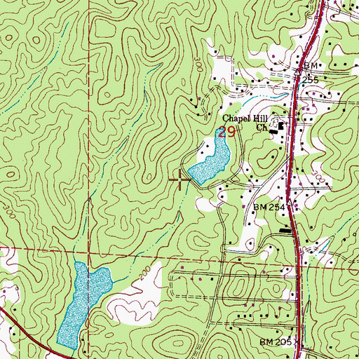 Topographic Map of Lake Sherwood Dam, AL