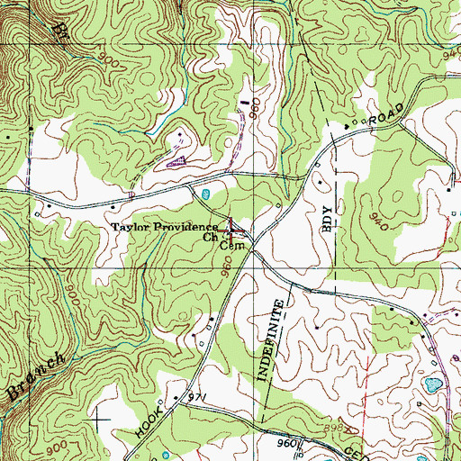 Topographic Map of Taylors Providence Freewill Baptist Church, TN