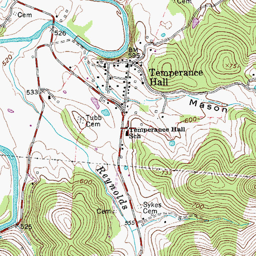 Topographic Map of Temperance Hall School, TN