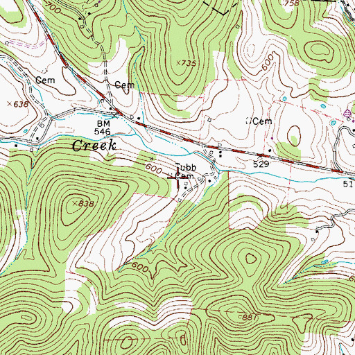 Topographic Map of Tubb Cemetery, TN
