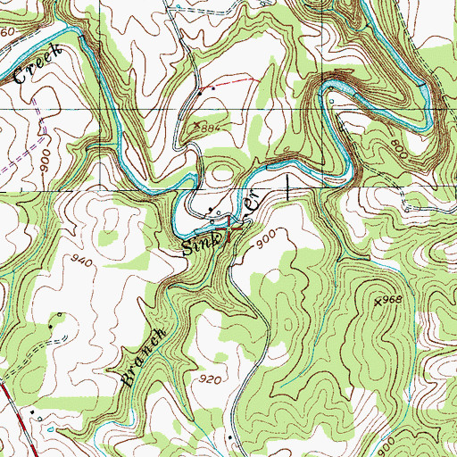 Topographic Map of Turkey Branch, TN