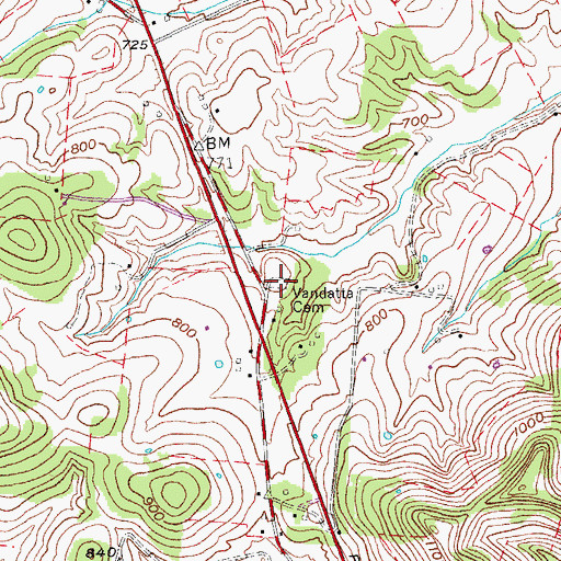 Topographic Map of Vandatta Cemetery, TN