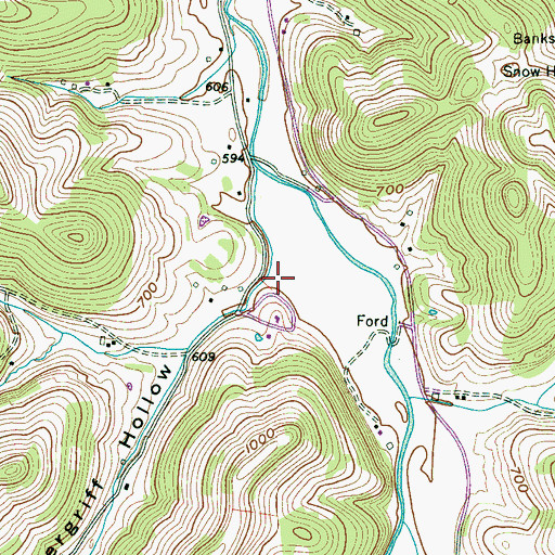 Topographic Map of Vandergriff Hollow, TN