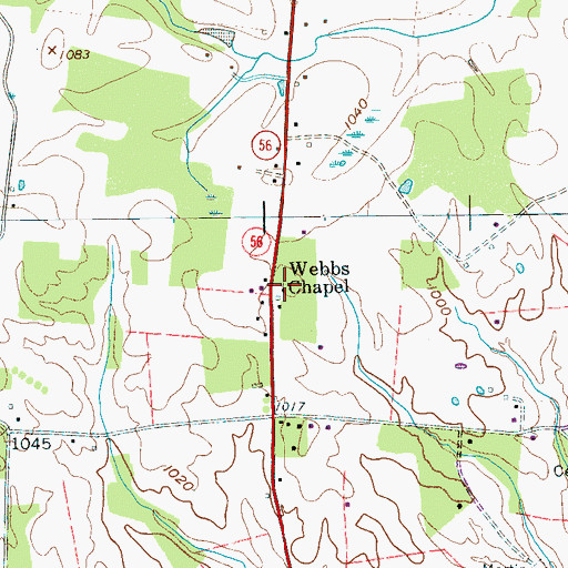 Topographic Map of Webbs Chapel, TN