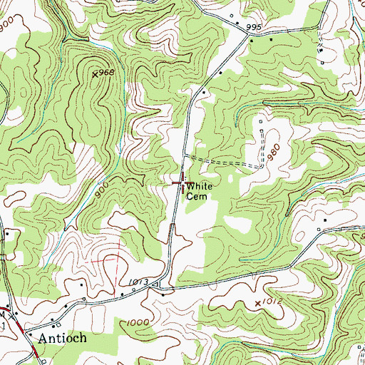 Topographic Map of White Cemetery, TN