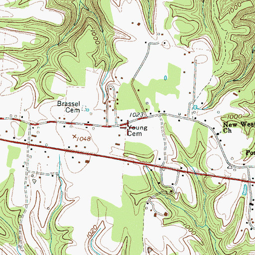 Topographic Map of Young Cemetery, TN