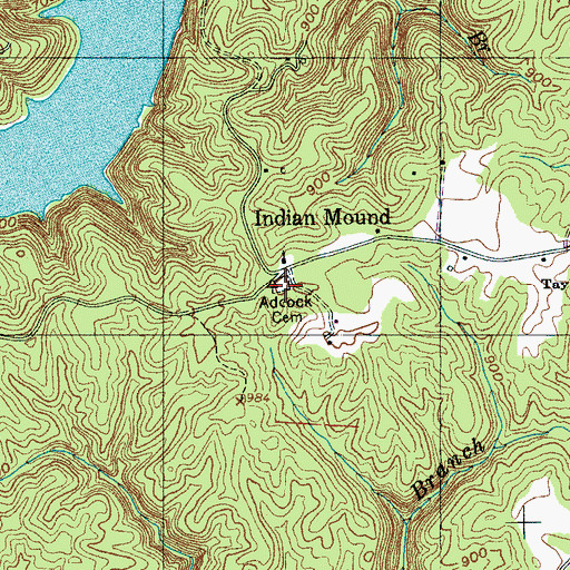 Topographic Map of Adcock Cemetery, TN