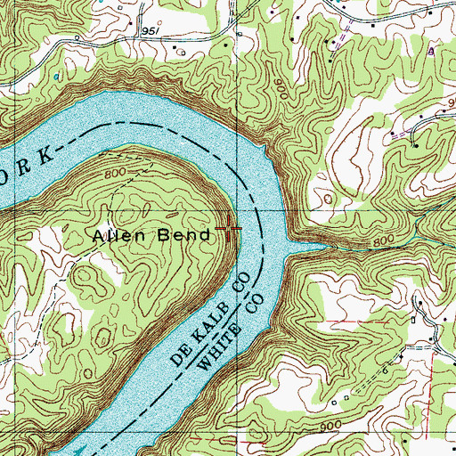 Topographic Map of Allen Bend, TN