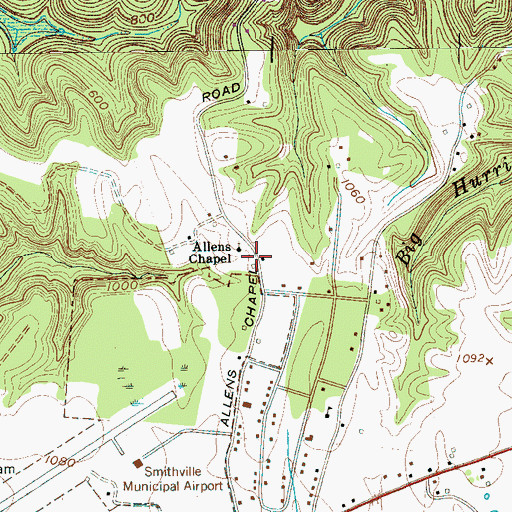 Topographic Map of Allens Chapel, TN