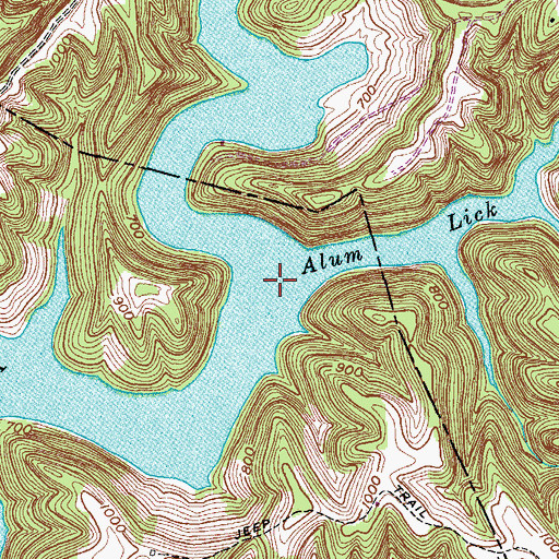 Topographic Map of Alum Lick Branch, TN