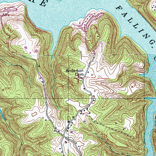 Topographic Map of Anderson Cemetery, TN