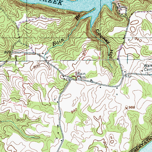 Topographic Map of Bain Cemetery, TN