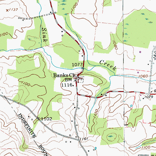 Topographic Map of Banks Church, TN