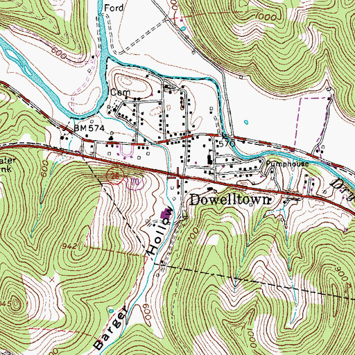 Topographic Map of Barger Hollow, TN