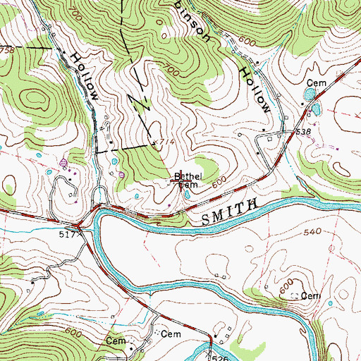 Topographic Map of Bethel Cemetery, TN