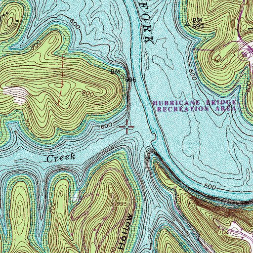 Topographic Map of Big Hurricane Creek, TN