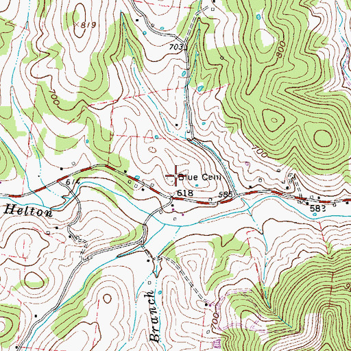 Topographic Map of Blue Cemetery, TN