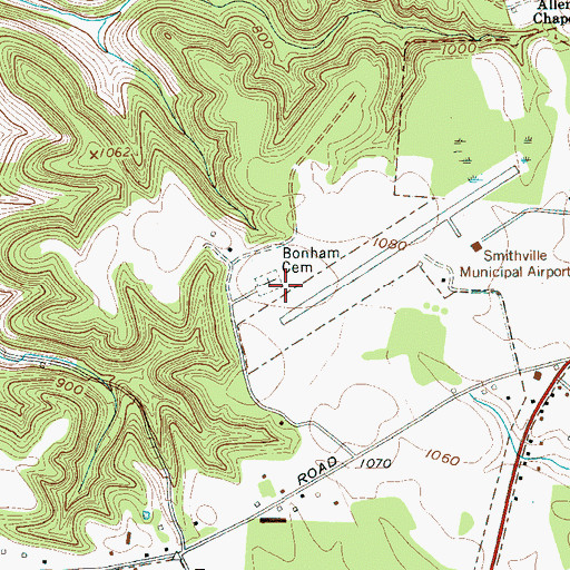 Topographic Map of Bonham Cemetery, TN