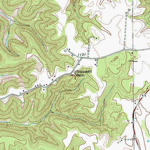 Topographic Map of Braswell Cemetery, TN