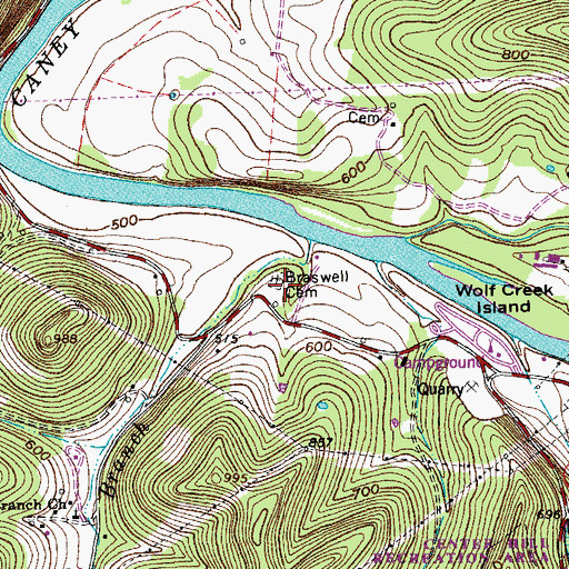 Topographic Map of Braswell Cemetery, TN