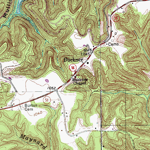 Topographic Map of Buckner Chapel, TN