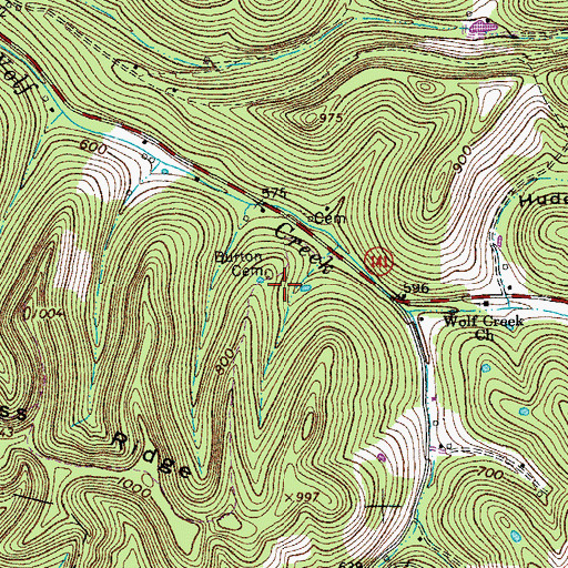 Topographic Map of Burton Cemetery, TN